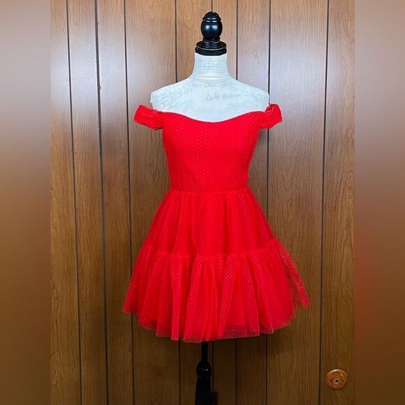ML Monique Lhuillier Tulle Off The Shoulder Mini Dress size 6 - Picture 5 of 16